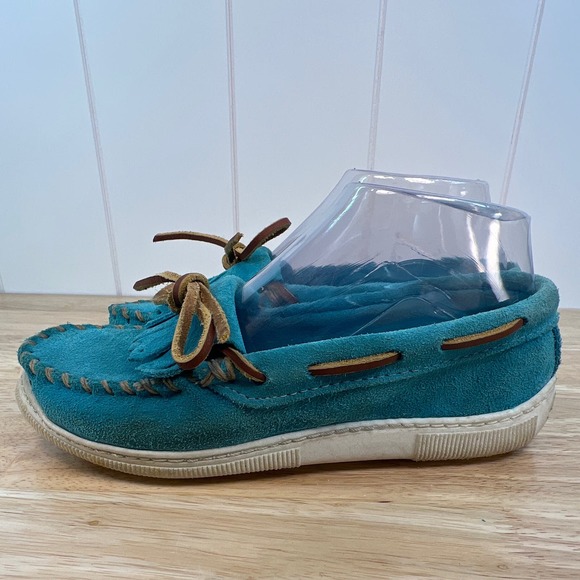 MINNETONKA Blue suede moccasins‎ size 5.5 - Picture 3 of 11
